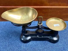 Set of Vintage Cast Iron Weighing Scales, with brass fittings, made by Libra Scale Co.