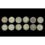 Six George V Silver Half Crowns - Fine to V.F Condition. Various Dates - 1913 x 1, 1916 x 2, 1912