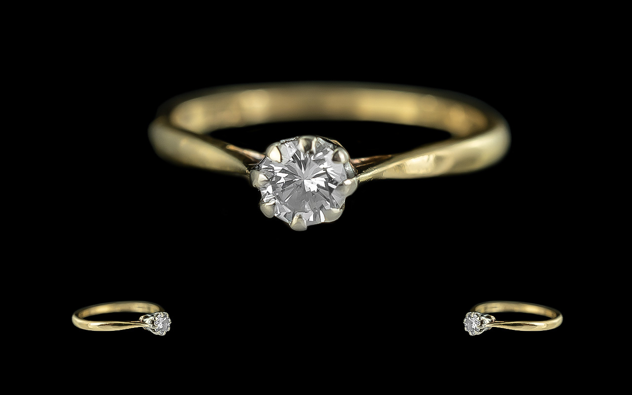 Ladies 18ct Gold Single Stone Diamond Set Ring. Marked 18ct to Shank. The Single Stone Diamond of