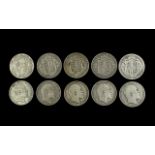 Five Edwardian Silver Half Crowns, Mostly Fine Condition - Various Dates. Comprises 1906 x 2, 1904 x