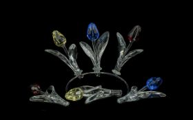 Swarovski The Magic of Crystal Tulips ( 3 ) In Total, Colours are Red, Blue and Yellow ( with