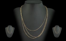 Attractive 9ct Gold Long Chain, with 15ct Clasp - Clasp marked 15ct, chain is 9ct not marked but