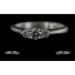 Platinum 3 Stone Diamond Set Ring, Marked Iliana - Platinum to Interior of Shank. The 3 Brilliant