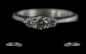 Platinum 3 Stone Diamond Set Ring, Marked Iliana - Platinum to Interior of Shank. The 3 Brilliant