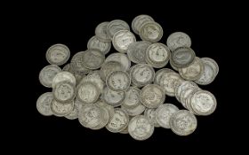 62 George V Silver Shillings, Various Dates and Conditions. Comprises 1912 x 4, 1917 x 5, 1918 x