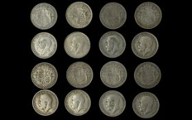 Eight Silver Half Crowns, 1915 - 1919, fine to VF condition