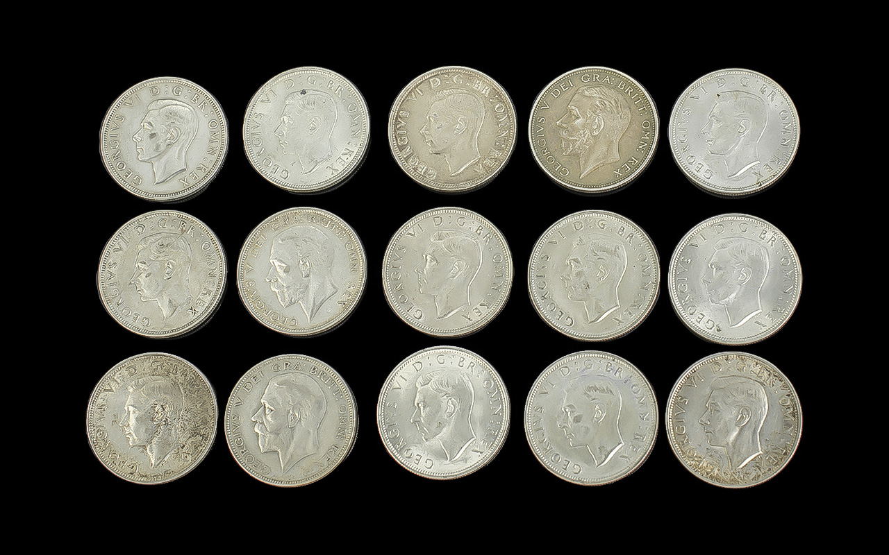 ( 15 ) George V & George VI Half Crowns. VF - EF to UNC. Various Dates. Includes 1933 - 1, 1944 - 3, - Image 2 of 2