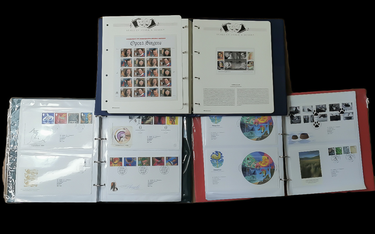 Stamps GB + Commonwealth Collection In 3 Albums - Of First Day Covers + M/Sheetlets, U/Mint -