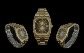 Omega - Automatic Gents Gold Tone on Steel Wrist Watch. c.1960's - 1970's. Iconic Shape. Diameter 38