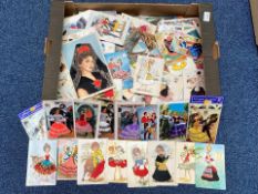 Box of Vintage Embroidered Postcards, circa 1940/50's, assorted designs, some in original packets,