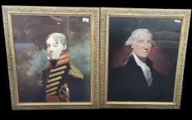Two Framed Prints, Depicting General John R Fenwick and George Washington, mounted, glazed and