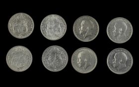 Four Silver Half Crowns 1916 x 3, 1918 x 1, EF to UNC condition