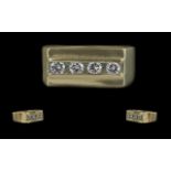 14ct Yellow Gold Modern Channel Set Designed 4 Stone Diamond Set Ring - Marked 14ct To Shank. The