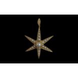 Victorian Period 18ct Gold Pearl Set Pendant / Brooch, In the Form of a Star. Not Marked but Tests