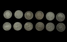 Six George lll Silver Crowns, various dates, worn condition