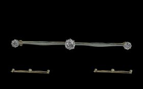 Ladies 18ct Gold & Platinum Diamond Set Stick Brooch, in original box. Diamonds of excellent