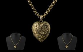 Antique Period Attractive 9ct Gold Heart Shaped Hinged Locket attached to a diamond design, quality,