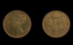 Victoria Bun Head Shield Back Sovereign. Date 1868. Please See Photo. Weight 7.95 grams.