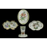 Herand - Hungary Collection of Small Hand Painted Porcelain Pieces ( Various ) 4 In Total. All