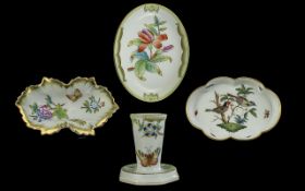 Herand - Hungary Collection of Small Hand Painted Porcelain Pieces ( Various ) 4 In Total. All