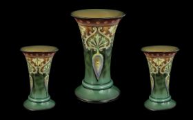 Royal Bonn Art Nouveau Large Hand Decorated Vase - 'Stylised Floral Design' Circa 1900. Painted By