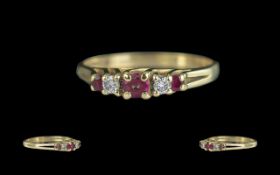 Ladies Attractive 9ct Gold Ruby and Diamond Set Dress Ring, full hallmark, diamonds and rubies of