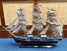 Model of The Cutty Sark Clipper, 1869, scratch built in fine detail. Brass plaque to front, measures