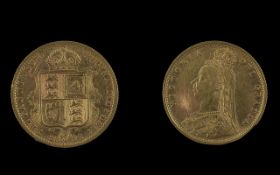 Jubilee - Shield Back Half Sovereign. Date 1892. Please See Photo. Weight 3.95 grams.