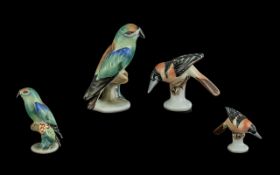 Herand - Hungary 1940's Hand Painted Pair of Small Porcelain Bird Figures ( 2 ) In Total.