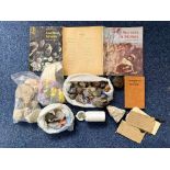 Box of Assorted Natural Stones, including granite, manganese, etc. together with two paperbacks, '