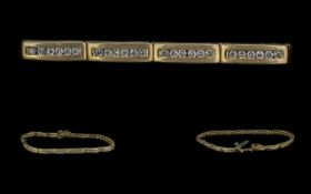 18ct Gold Diamond Set Line Bracelet - Marked 18ct (750) The Diamonds Of Good Colour & Clarity.
