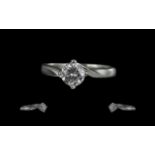 Platinum - Superior Quality Single Stone Diamond Set Ring. Marked 950 to Interior of Shank. Ring