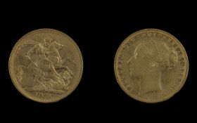 Victoria Young Head - St George Sovereign. Date 1873. Please See Photo. Weight 7.95 grams.
