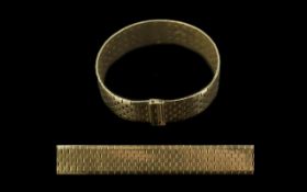 Ladies or Gents Superior Quality 9ct Gold Wide Band Bracelet. Excellent Design / From the 1970's.