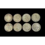 Four George V Silver Half Crowns, E.F - UNC Condition. Dates - 1915 x 1, 1914 x 2 & 1916 x 1.