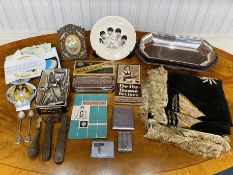 Box of Assorted Miscellaneous Collectibles & Ephemera, comprising an AA yellow badge No. 4C00656,