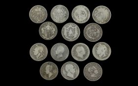 ( 7 ) Georgian Silver Half Crowns. Various Dates and Conditions. Includes 1817 - 1, 1819 - 1, 1820 -