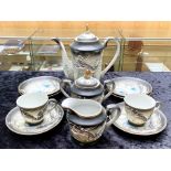 Small Chinese Tea Set, comprising a teapot, milk jug, lidded sugar bowl, two cups and six saucers.