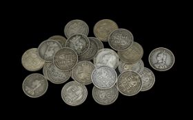 24 x 1887 Jubilee Shillings, Various Conditions.