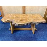 Acornman Oak Coffee Table, adzed oak with 'signature' acorn carved to table leg; 36 inches (90cms)