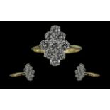 18ct Gold - Superb Quality Modern Nine Stone Diamond Set Ring. Not Marked Tests 18ct - 750. The Nine