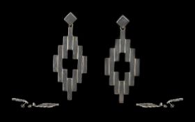 Georg Jensen Stunning Designed ' Aria ' Pair of Sterling Silver Earrings. Signed Georg Jensen 925,