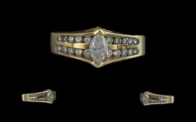 Ladies - 14ct Gold Pleasing Diamond Set Contemporary Designed Dress Ring. Marked 14ct to Interior of