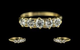Ladies Attractive 18ct Gold 5 Stone Diamond Set Ring, Gallery Setting. Marked 18ct to Interior of