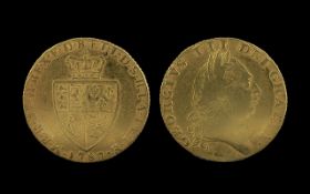 George III - Full Gold Guinea - Date 1787. Toned with Some Hairlines and Wear, Approx Fine Condition