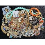Box of Costume Jewellery, comprising beads, pearls, chains, bangles, watches, brooches, pendants,