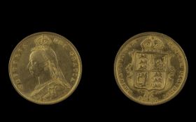 Jubilee - Shield Back Half Sovereign. Date 1887. Please See Photo.