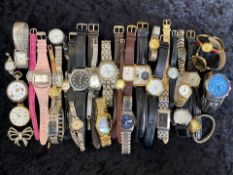 Large Collection of Fashion Wrist Watches, including Citizen, Fossil etc and an assortment of ladies