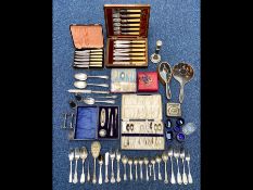 Box of Collectibles, comprising a set of fish knives and forks in a presentation box with a