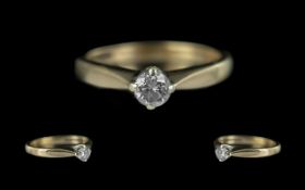 Ladies 18ct Gold Single Stone Diamond Set Ring. Full Hallmark for 750 - 18ct. The Round Brilliant